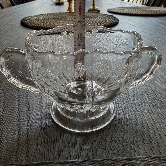 Vtg New Martinsville Depression Glass Sugar & Creamer Radiance Flower Basket Des - Picture 14 of 16